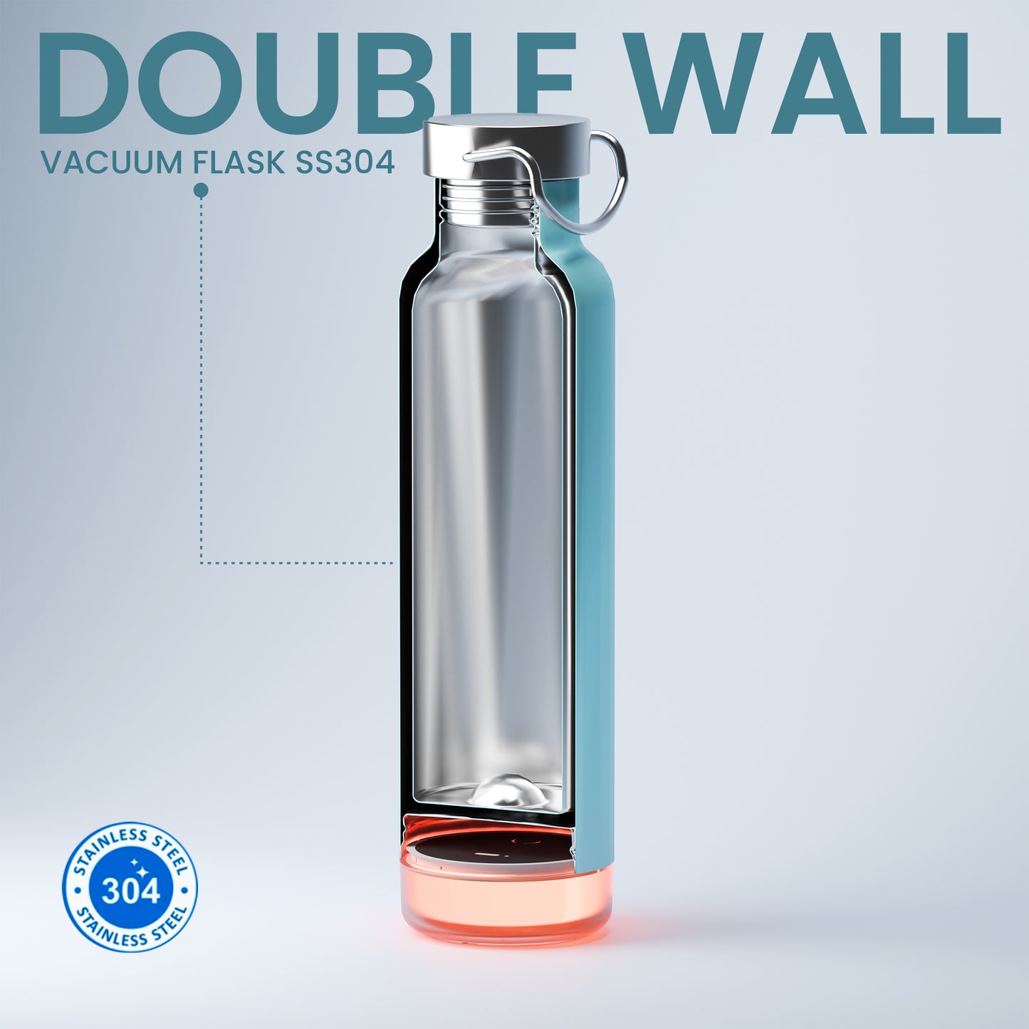 Stainless Steel  Double Wall Smart Water Bottle ,SS 304 Material  600 ml Thames