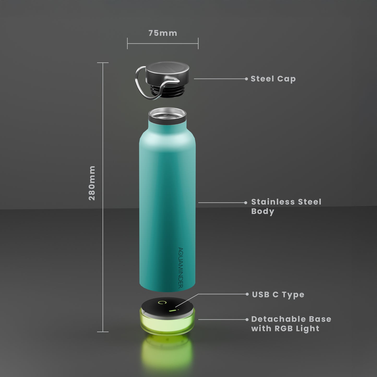 Stainless Steel  Double Wall Smart Water Bottle ,SS 304 Material  600 ml Thames